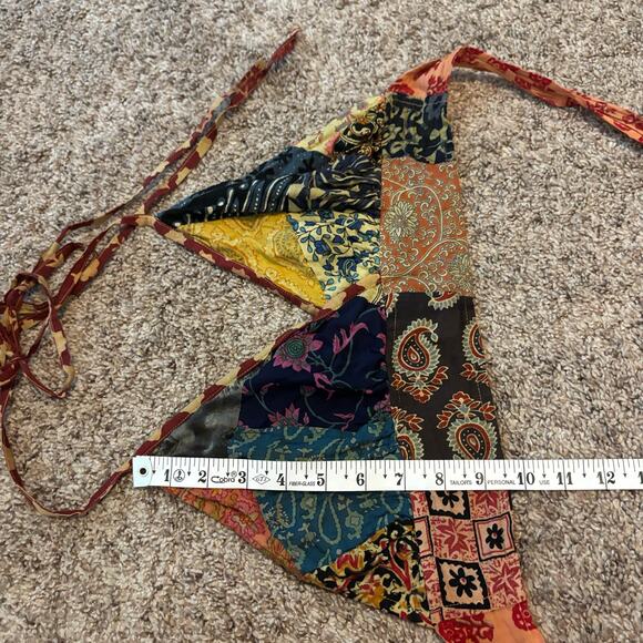 Hippie Forever Boho Patchwork Printed Halter Top Indie Festival Coachella - Picture 7 of 8
